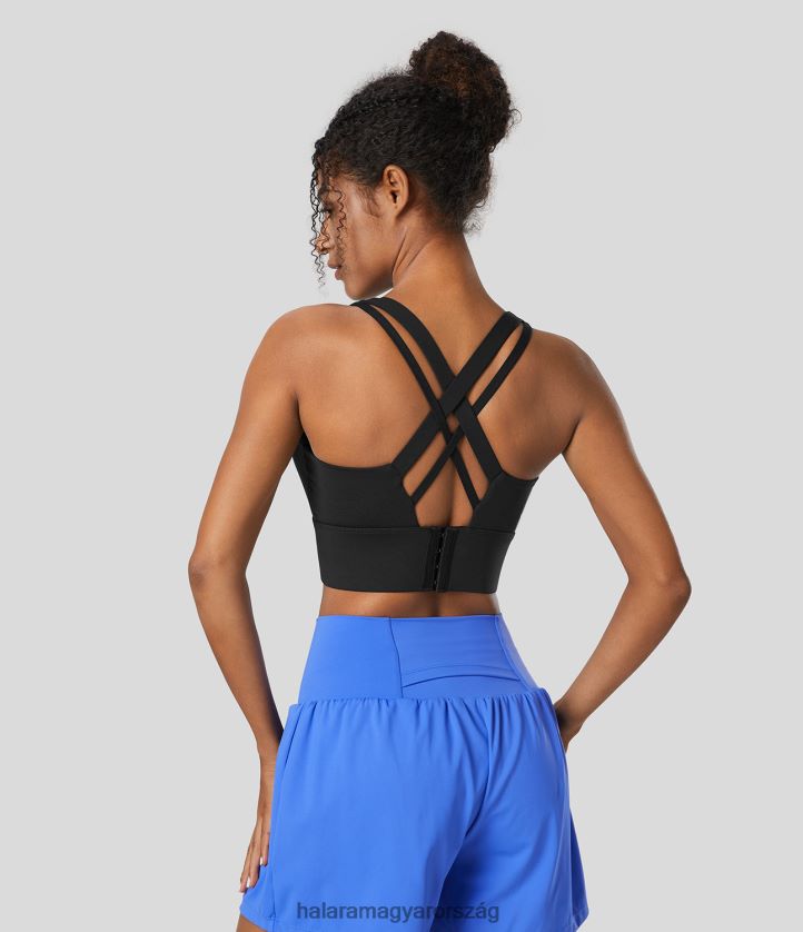 aktív ruházat Halara közepes támasztékú u nyakú háttámla crisscross állítható horoggal futó sportmelltartó fekete nők 8FPF801583