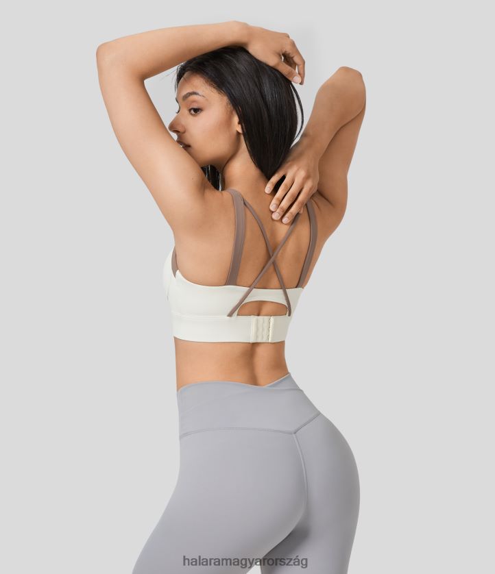 aktív ruházat Halara közepes tartású, háttámla nélküli, keresztben kivágott állítható csatos futósportmelltartó hófehér tölgy nők 8FPF801610