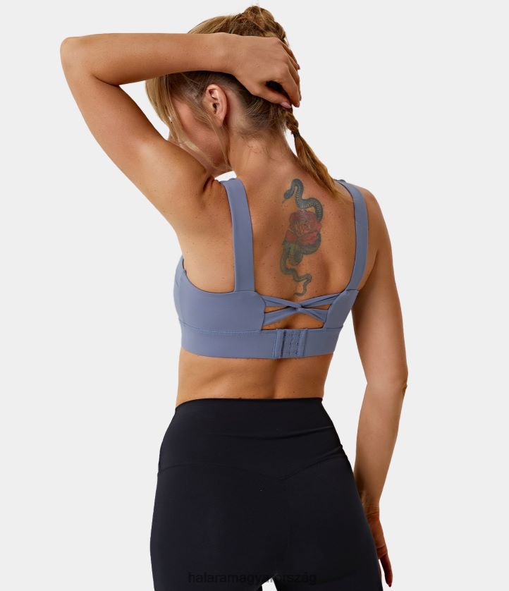 aktív ruházat Halara közepesen támasztott háttámla csavart állítható kampóval futó sportmelltartó füst kék nők 8FPF801618