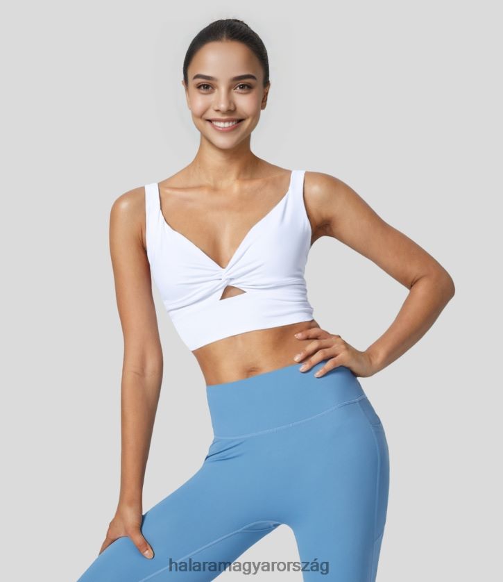 aktív ruházat Halara softlyzero légies alacsony tartású csavart kivágott háttámla cool touch barre balett tánc sportmelltartó fehér nők 8FPF801585