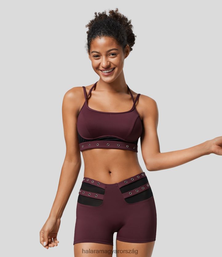 aktív ruházat Halara softlyzero légies, alacsony tartású kötőfék, háttámla nélküli kontrasztos hálós ruhaszemek vágott hűvös tapintású alkalmi sportmelltartó bogyó vörös nők 8FPF801596