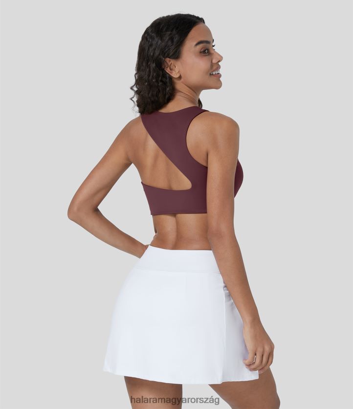 aktív ruházat Halara softlyzero plüss alacsony tartású aszimmetrikus háttámla jóga sportmelltartó piros mahagóni nők 8FPF801606