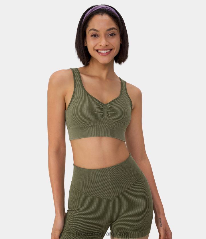 aktív ruházat Halara zökkenőmentes áramlású közepes támasztékú, ruched jóga sportmelltartó eredeti nők 8FPF801614