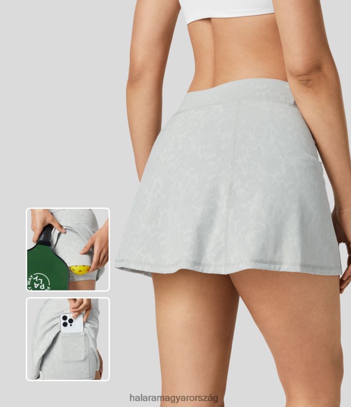 aktív ruházat Halara Közepesen emelkedő, 2 az 1-ben oldalsó zsebes terepszínű jacquard hűvös tapintású, lobogós mini szoknya azúrkék szürke nyakkendőfesték nők 8FPF80661