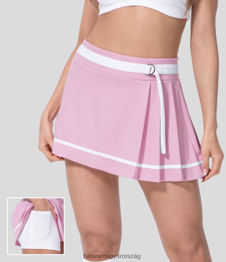 aktív ruházat Halara Közepesen emelkedő színes blokkos redőzött 2 az 1-ben oldalzseb a vonalú mini alkalmi pamutszoknya édes lila nők 8FPF80616