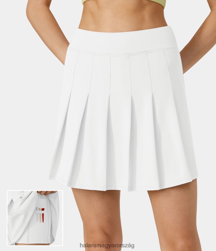 aktív ruházat Halara magas derekú 2 az 1-ben zseb mini redőzött golfszoknya-golf pólózseb fehér nők 8FPF80673