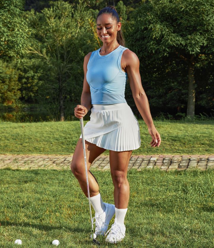 aktív ruházat Halara mindennapi 2 az 1-ben redőzött patchwork golfszoknya-kinetikus fehér nők 8FPF80668