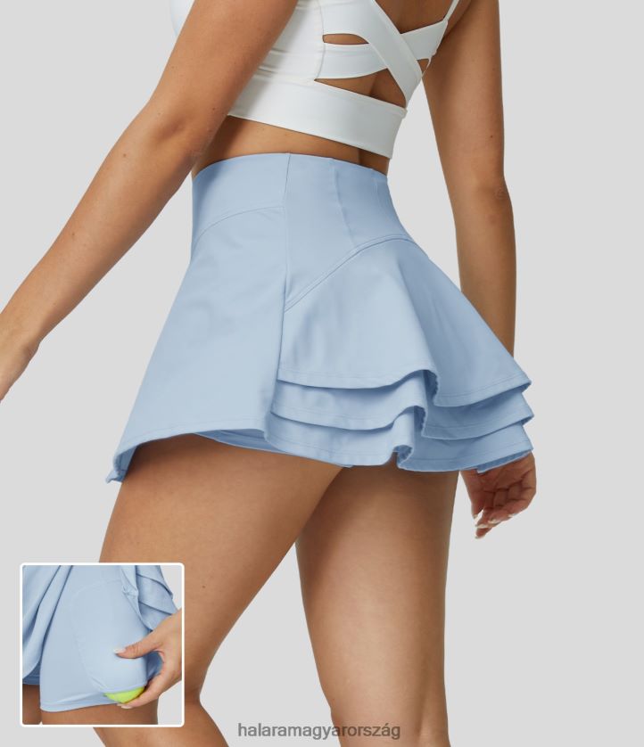 aktív ruházat Halara softlyzero légies, magas derekú V alakú, többszintes fodros 2 az 1-ben oldalzseb mini cool touch teniszszoknya angyal elesik nők 8FPF80527
