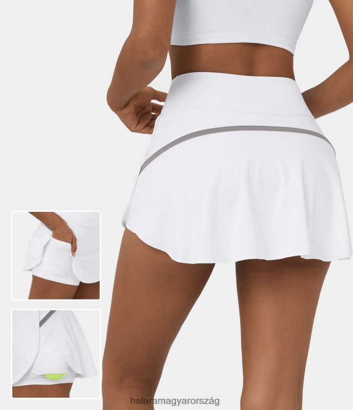aktív ruházat Halara softlyzero légies, magas derekú, kontrasztos díszítés 2 az 1-ben oldalzseb ívelt szegéllyel mini cool touch teniszszoknya fehér nők 8FPF80502