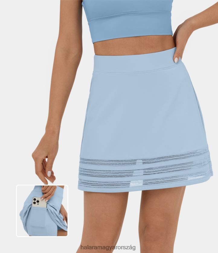 aktív ruházat Halara softlyzero légies, magas derekú, kontrasztos hálós 2 az 1-ben oldalzseb vonalas mini menő tapintású alkalmi szoknya angyal elesik nők 8FPF80652
