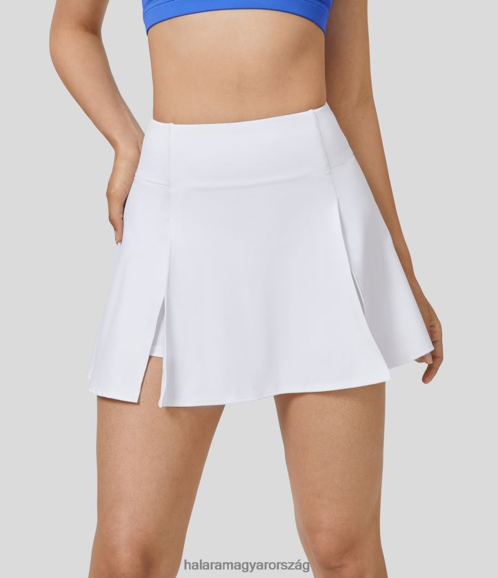 aktív ruházat Halara softlyzero légies, magas derekú, osztott 2 az 1-ben oldalzseb hűvös tapintású mini jógaszoknya fehér nők 8FPF80582