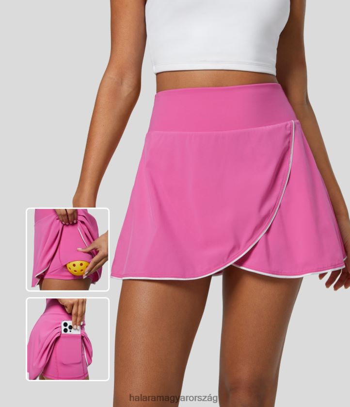 aktív ruházat Halara szellős, magas derekú colorblock kontrasztkötésű 2 az 1-ben oldalzsebű mini gyorsan száradó pác szoknya fedora vörös lila nők 8FPF80622