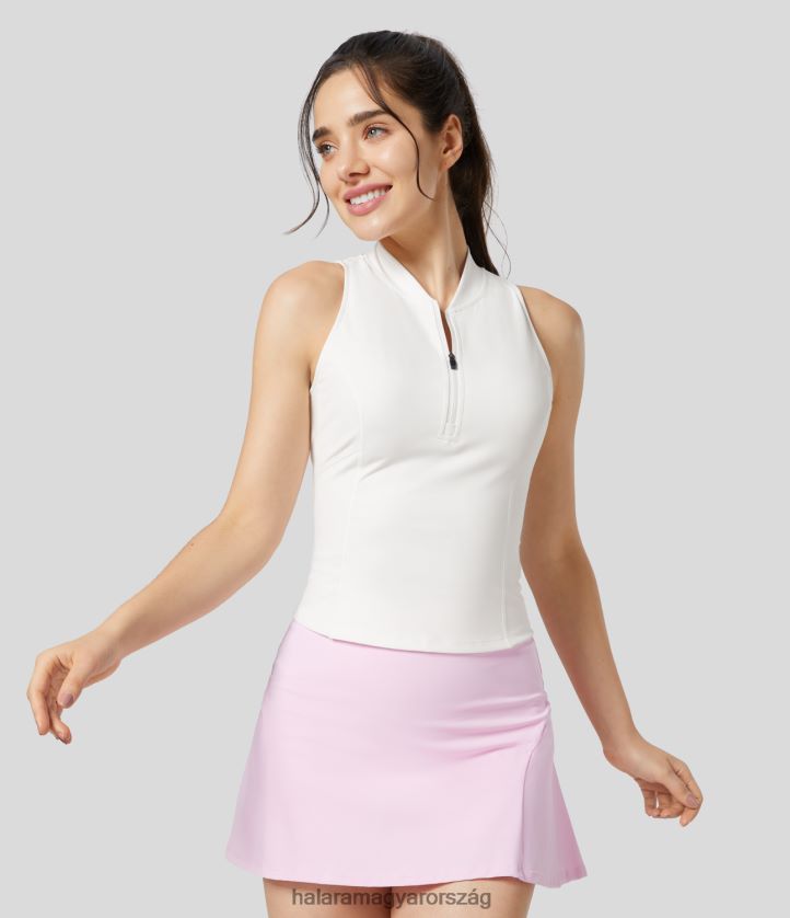 aktív ruházat Halara baseball galléros félcipzáras vékony, gyorsan száradó golftank felső fehér nők 8FPF801692