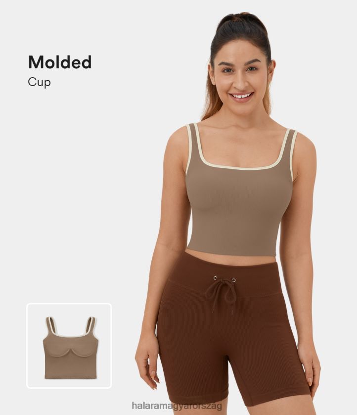 aktív ruházat Halara bordázott kötött színes blokk hát nélküli vágott jóga felső amfora nők 8FPF801784