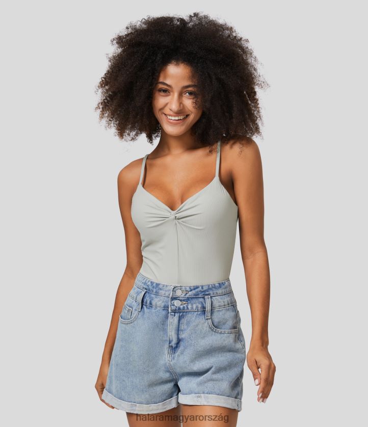 aktív ruházat Halara bordázott v nyakú csavart alkalmi cami felső édes mézharmat nők 8FPF801708