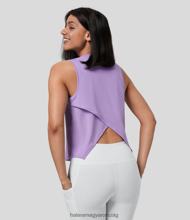 aktív ruházat Halara crossover hátsó lyukú légáteresztő jóga felső levendula nők 8FPF801695
