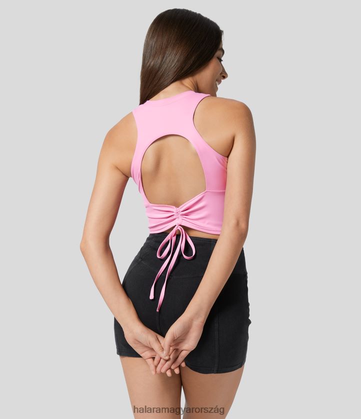 aktív ruházat Halara softlyzero plüss hát nélküli kivágott húzózsinórral vágott jóga felső virágcsokor nők 8FPF801776