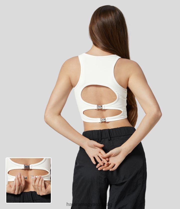 aktív ruházat Halara softlyzero plüss háttámla kivágott csatos vágott alkalmi felső fehér nők 8FPF801774