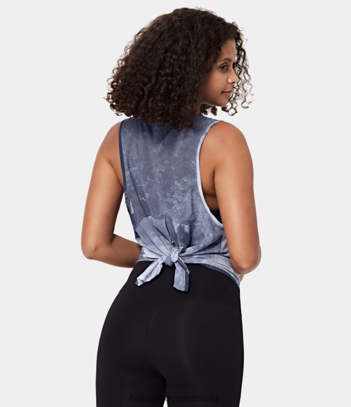 aktív ruházat Halara áttetsző ujjatlan, hátul megkötős felső, sportmelltartó nélkül palakék nők 8FPF801703