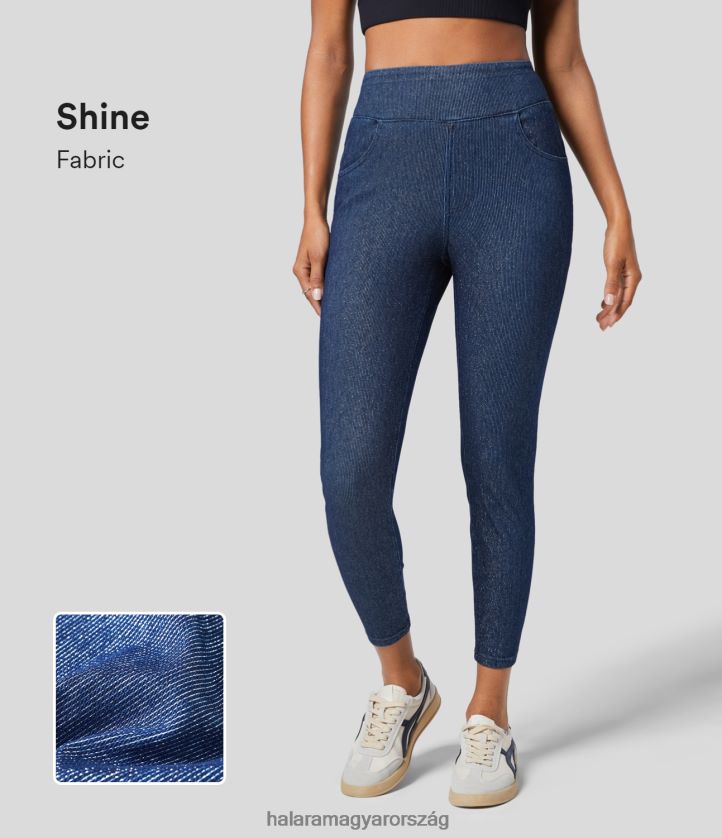 ruházat Halara varázslatos magas derekú, több zsebes ezüst fényű rugalmas kötött farmer alkalmi 7/8 leggings jet kék ezüst farmer nők 8FPF801403