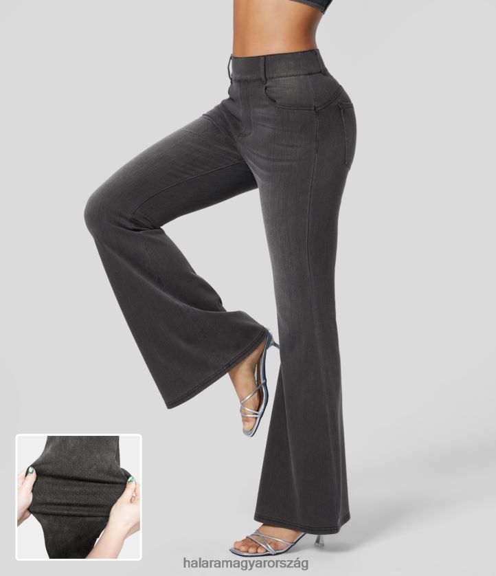 ruházat Halara varázslatos magas derekú, több zsebes, rugalmas kötött farmer munkavégző teljes hosszúságú, lobogó leggings világosszürke mosott farmer nők 8FPF80307