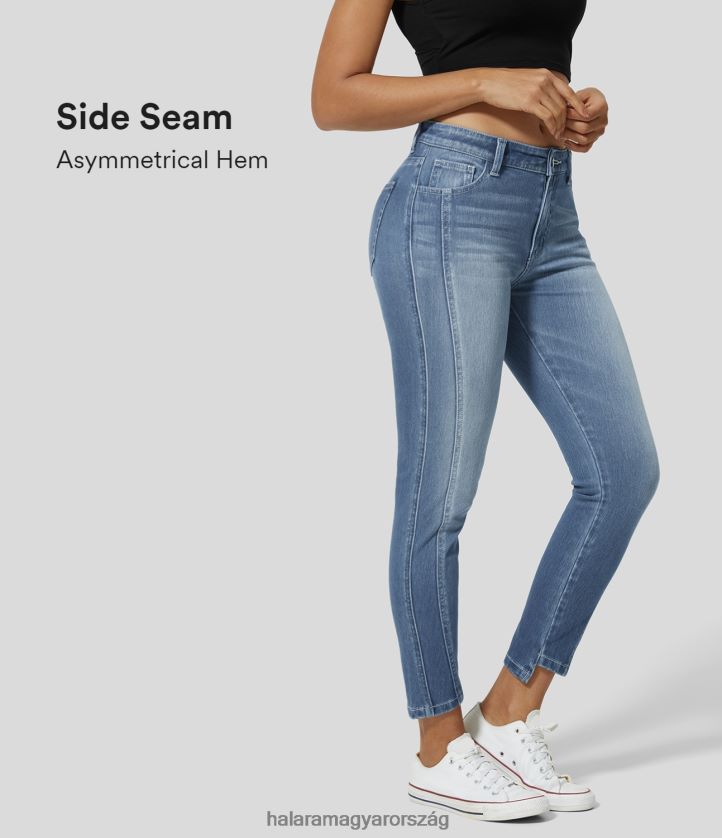 ruházat Halara magic mid emelkedő gombos cipzáros több zsebes rugalmas kötött alkalmi szűk farmernadrág sötétkék cián farmer nők 8FPF801311