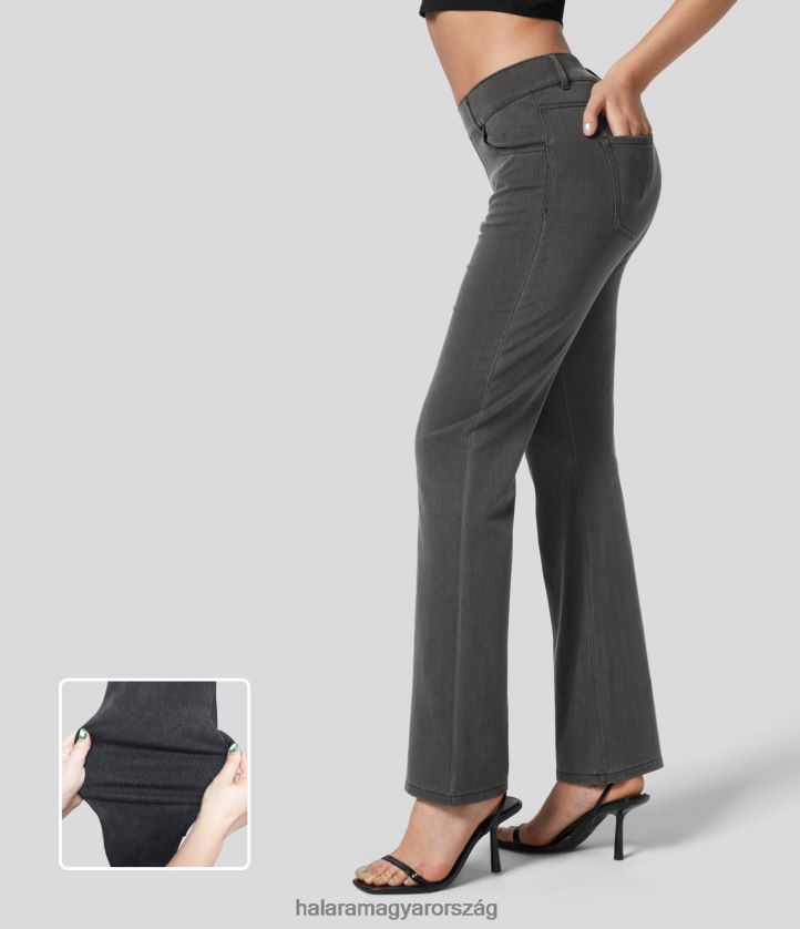 ruházat Halara varázslatos, középen emelkedő, több zsebes mosott, rugalmas kötött munkás bootcut farmernadrág világosszürke mosott farmer nők 8FPF80331