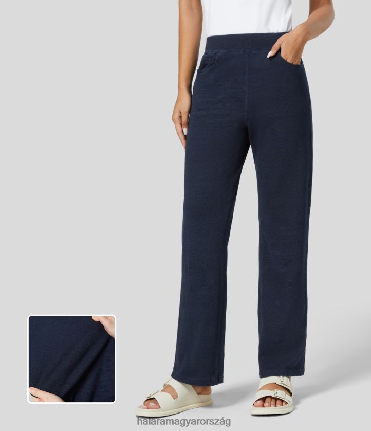 ruházat Halara varázslatos, középen emelkedő, több zsebes, rugalmas kötött, lezser farmernadrág kék gofri farmer nők 8FPF80384