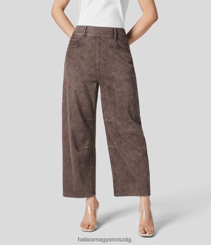 ruházat Halara varázslatos, középen emelkedő, több zsebes színes, rugalmas kötött alkalmi kúpos farmernadrág mosott farmerpalát nők 8FPF801333