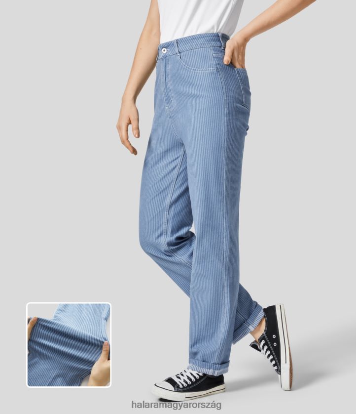 ruházat Halara varázslatos magas derekú gombos cipzár több zsebes egyenes szárú csíkos mosott rugalmas kötött alkalmi farmer eredeti nők 8FPF801409