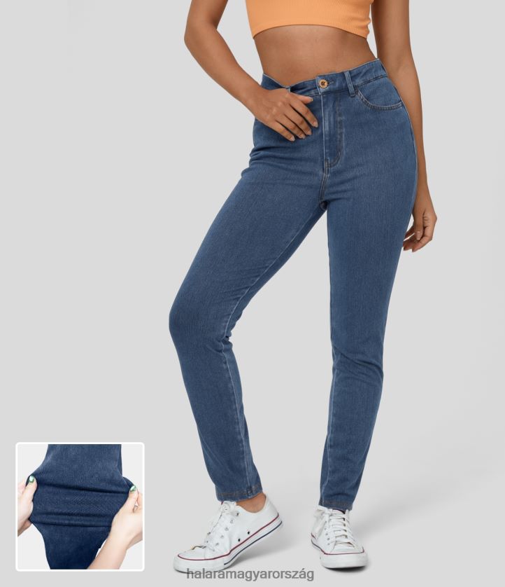 ruházat Halara varázslatos magas derekú gombos cipzáros több zsebes rugalmas kötött alkalmi farmer tó kék farmer nők 8FPF801322