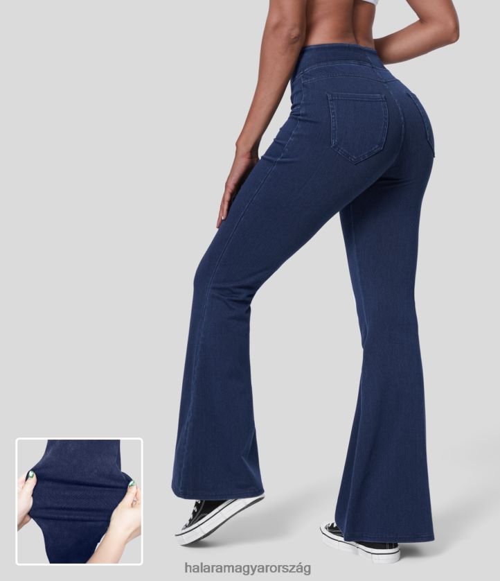 ruházat Halara varázslatos magas derekú hátsó oldalzsebből készült rugalmas kötött munkavégző farmernadrág farmer indigó nők 8FPF80321