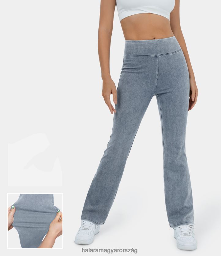 ruházat Halara varázslatos magas derekú hátsó zsebben mosott, rugalmas kötött alkalmi farmernadrág sötét türkiz farmer nők 8FPF80364