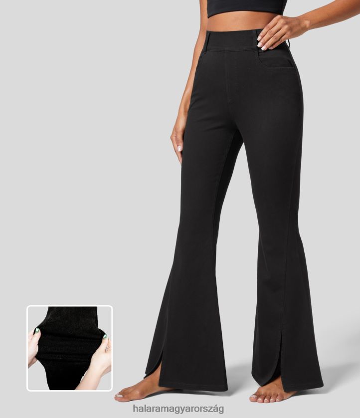 ruházat Halara varázslatos, magas derekú oldalzseb, osztott szegély, rugalmas kötött, lezser, teljes hosszúságú farmernadrág fekete farmer nők 8FPF801402