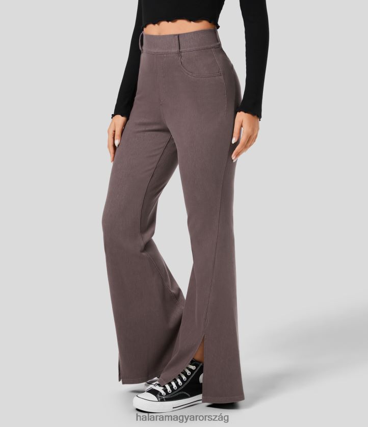 ruházat Halara varázslatos, magas derekú oldalzsebekkel osztott, rugalmas kötött alkalmi flare farmernadrág barna szósz farmer nők 8FPF80382