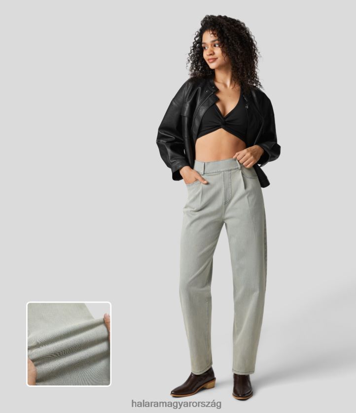 ruházat Halara varázslatos magas derekú több zseb mosott színes, rugalmas kötött alkalmi anya farmernadrág szürke kénes farmer nők 8FPF801374