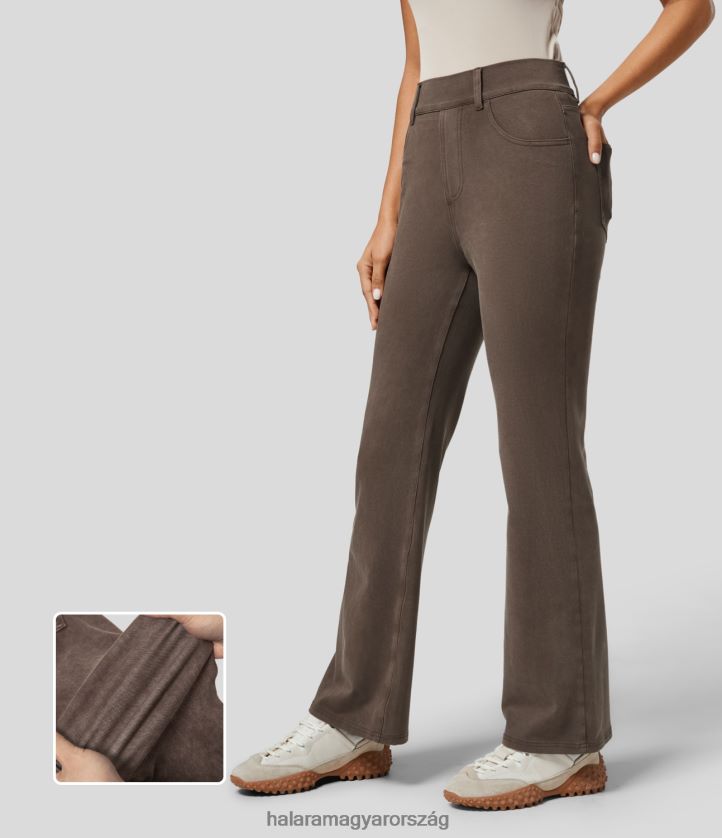 ruházat Halara varázslatos magas derekú több zseb mosott színes, rugalmas kötött alkalmi csizmás farmernadrág barna farmer nők 8FPF801406