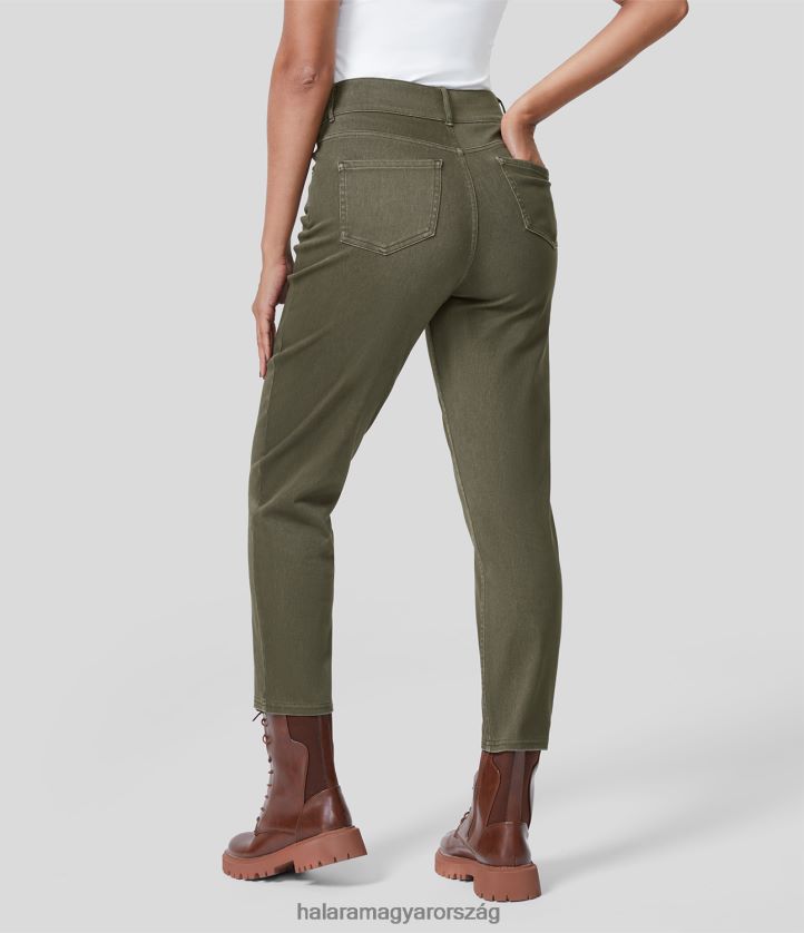 ruházat Halara varázslatos, magas derekú, több zsebbel mosott színes, rugalmas kötött alkalmi kúpos farmernadrág azurit zöld nők 8FPF801371