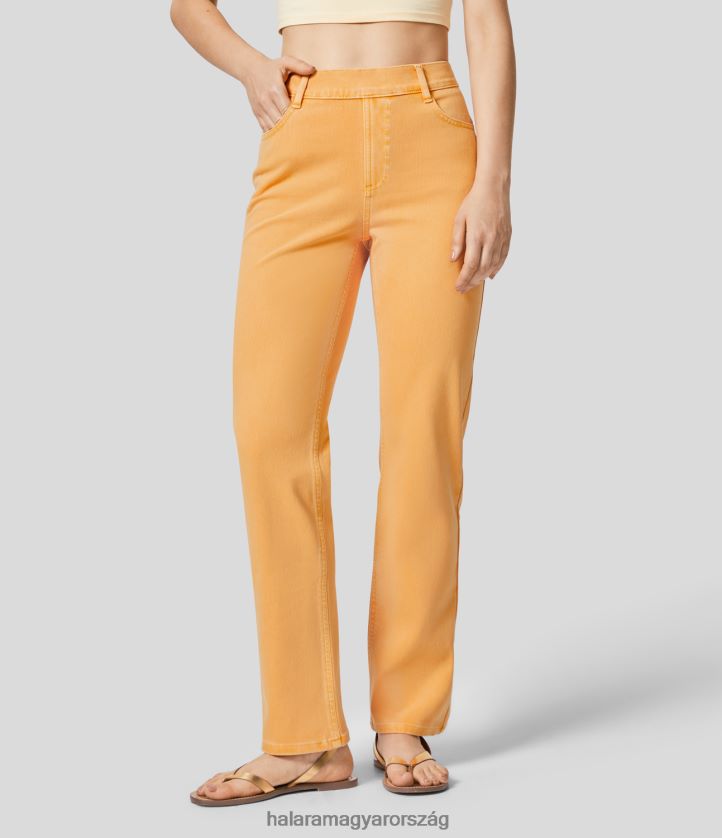 ruházat Halara varázslatos magas derekú, több zsebes egyenes szárú színes, rugalmas kötött alkalmi farmernadrág illatos citrusos farmer nők 8FPF801317