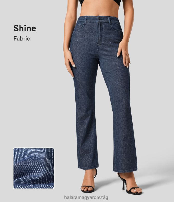 ruházat Halara varázslatos, magas derekú, több zsebes ezüst fényű, rugalmas kötött, lezser farmernadrág sötétkék ezüst farmer nők 8FPF80317