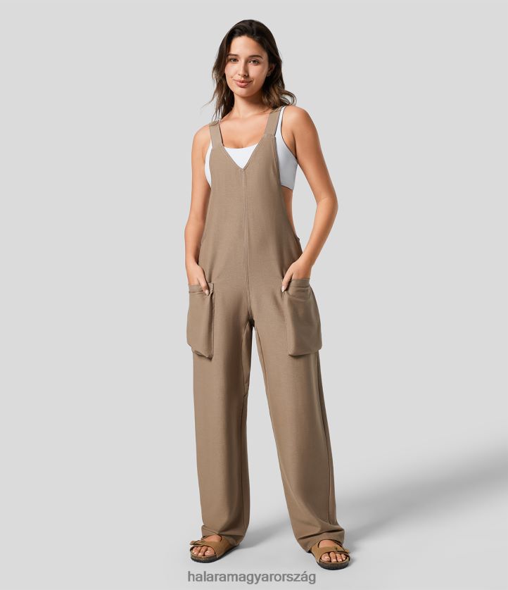 ruházat Halara magic v nyak oldalzseb színes, rugalmas kötött farmer alkalmi laza overall eredeti nők 8FPF801404