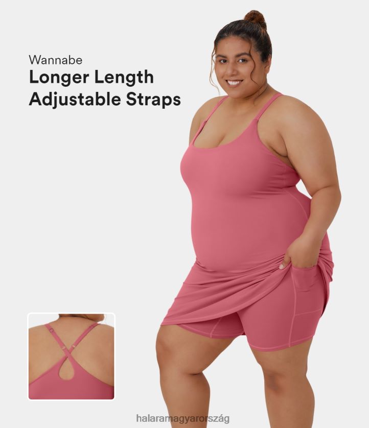 aktív ruházat Halara mindennapi softlyzero plüss háttámla nélküli 2 az 1-ben flare plus size aktivitás ruha-wannabe-hosszabb hossz és állítható pántok begónia rouge nők 8FPF801260