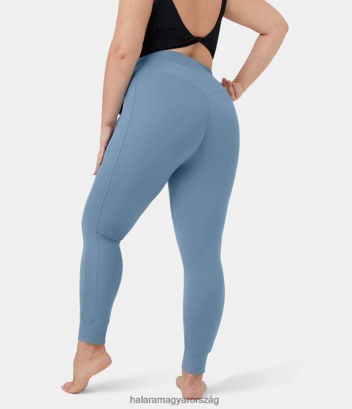 aktív ruházat Halara softlyzero légies, magas derekú, húzózsinóros oldalzseb sima teljes hosszúságú, hideg tapintású molett joggerek kék árnyék nők 8FPF802120