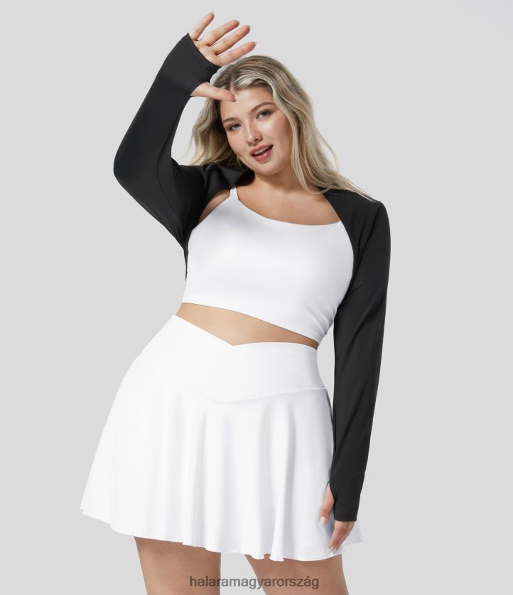 aktív ruházat Halara softlyzero légies hüvelykujj lyuk vágott cool touch molett golf vállrándító sport felső fekete nők 8FPF801948