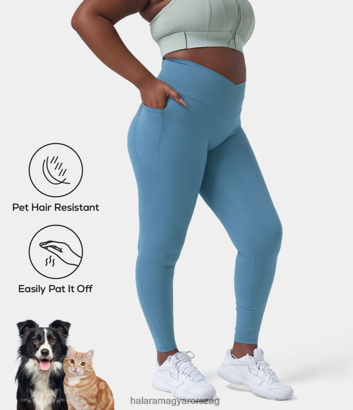 aktív ruházat Halara Patitoff kisállatszőrnek ellenálló, magas derekú crossover plus méretű leggings világos azúrkék nők 8FPF801505