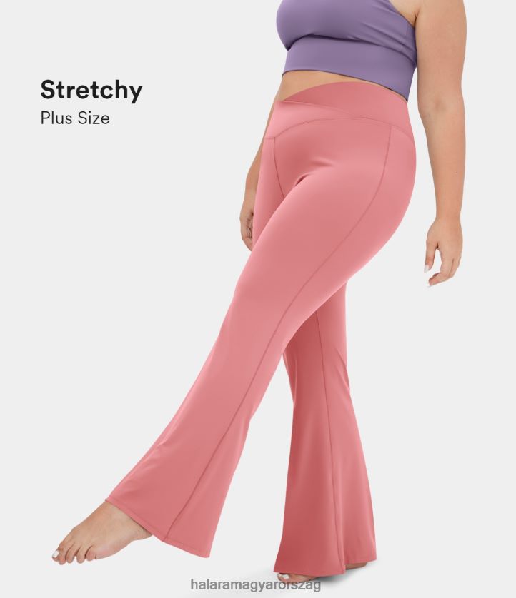 aktív ruházat Halara crossover magas derekú hátsó zseb plusz méretű, szuper lobogó leggings cukorka rózsaszín nők 8FPF80334