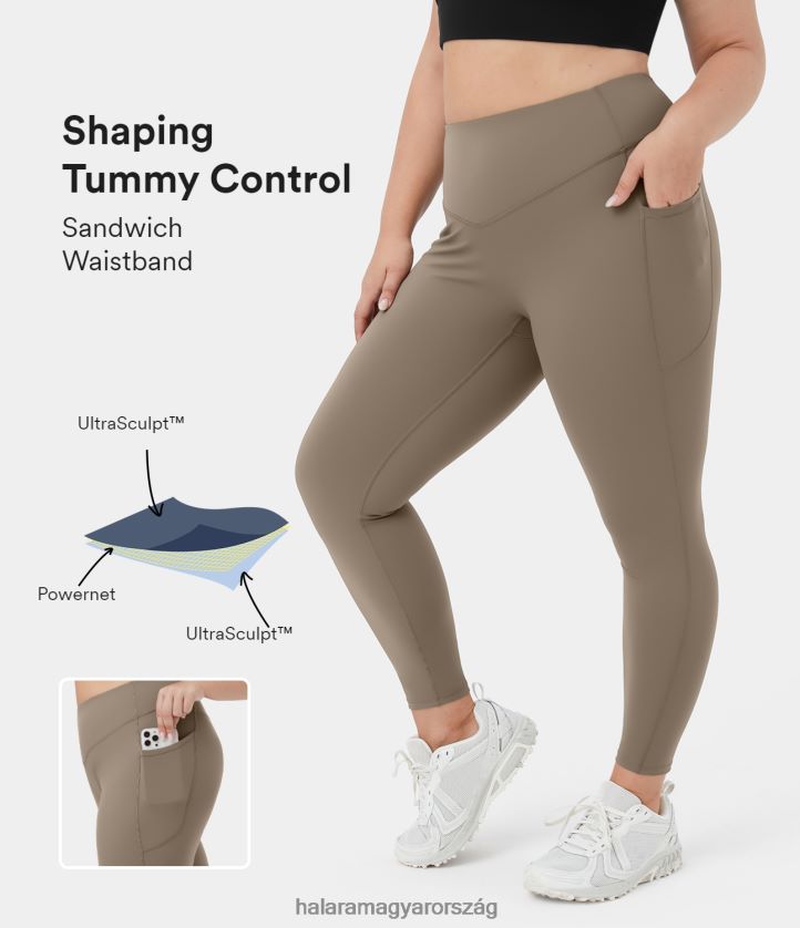 aktív ruházat Halara csípős magas derekú haskontroll oldalzsebformáló edzés molett leggings hajnalbarna nők 8FPF801574