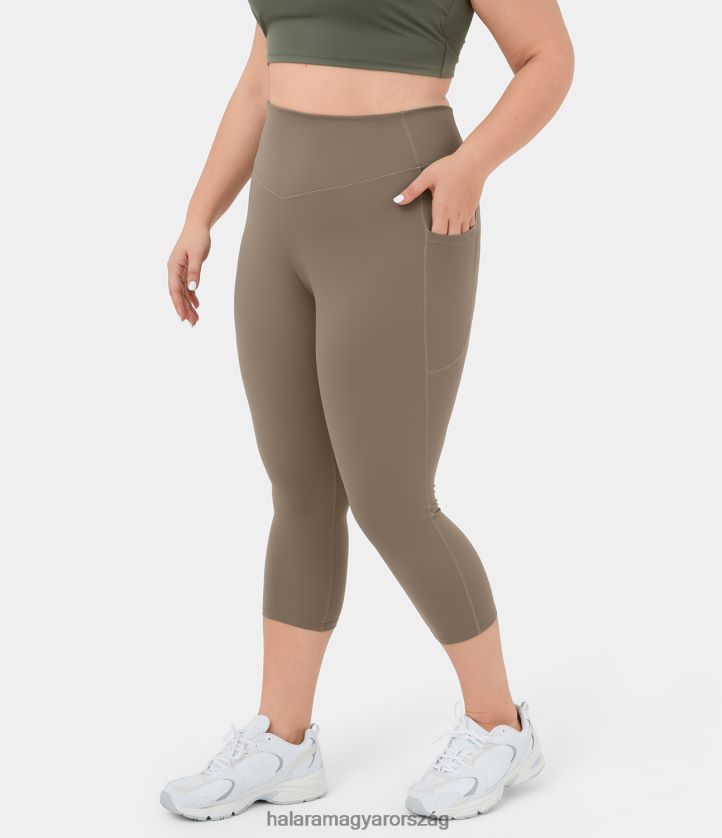 aktív ruházat Halara ultrasculpt magas derekú oldalzseb plus size formáló edző capri leggings hajnalbarna nők 8FPF801575
