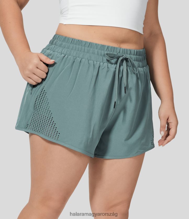 aktív ruházat Halara középre emelkedő húzózsinórral kivágott cipzáras oldalzseb 2 az 1-ben jóga 3" nagyméretű rövidnadrág lugas nők 8FPF802143