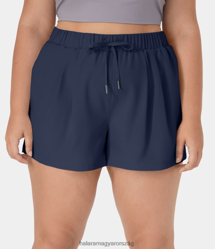 aktív ruházat Halara magas derekú elasztikus derékpánt húzózsinóros oldalzseb plusz méretű alkalmi rövidnadrág 3" éjkék nők 8FPF802128